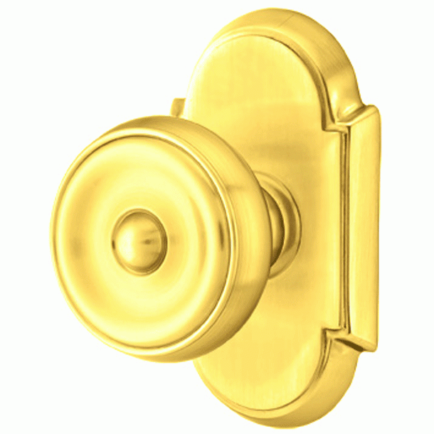 EMTEK Solid Brass Waverly Door Knob Set With # 8 Rosette