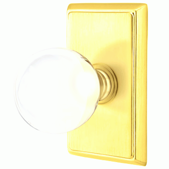 EMTEK Crystal Bristol Door Knob Set With Rectangular Rosette