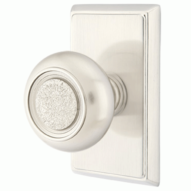 EMTEK Solid Brass Belmont Door Knob Set With Rectangular Rosette