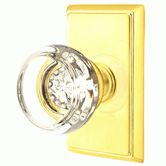 EMTEK Crystal Georgetown Door Knob Set With Rectangular Rosette