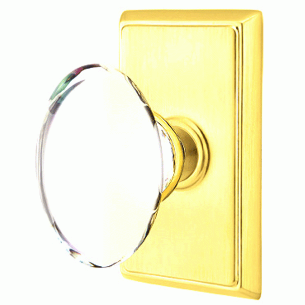 EMTEK Crystal Hampton Door Knob Set With Rectangular Rosette