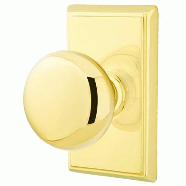 EMTEK Solid Brass Providence Door Knob Set With Rectangular Rosette