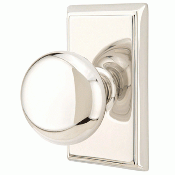 EMTEK Solid Brass Providence Door Knob Set With Rectangular Rosette