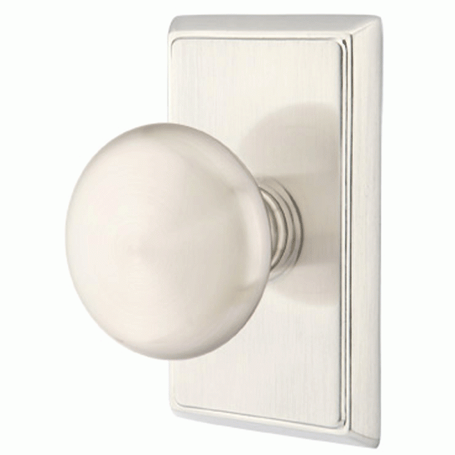 EMTEK Solid Brass Providence Door Knob Set With Rectangular Rosette