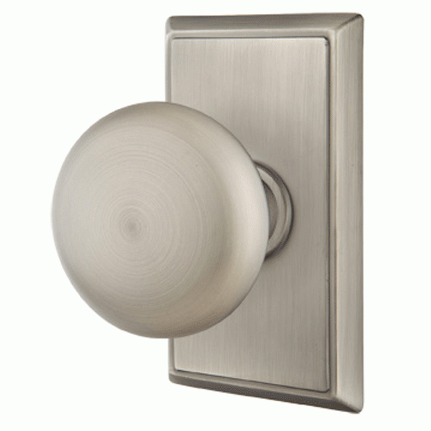 EMTEK Solid Brass Providence Door Knob Set With Rectangular Rosette