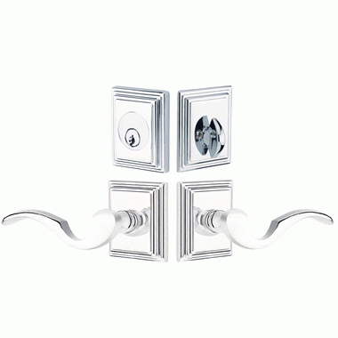 EMTEK Emtek Solid Brass Cortina Door Lever Deadbolt with Wilshire Rosette (Polished Chrome Finish)