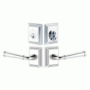 EMTEK Emtek Solid Brass Merrimack Door Lever Deadbolt with Wilshire Rosette (Polished Chrome Finish)