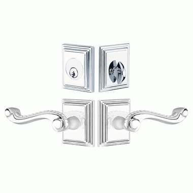 EMTEK Emtek Solid Brass Rope Door Lever Deadbolt with Wilshire Rosette (Polished Chrome Finish)