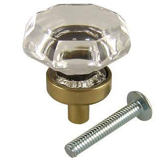 EMTEK 1 Inch Old Town Crystal Cabinet Knob (Antique Brass Base)