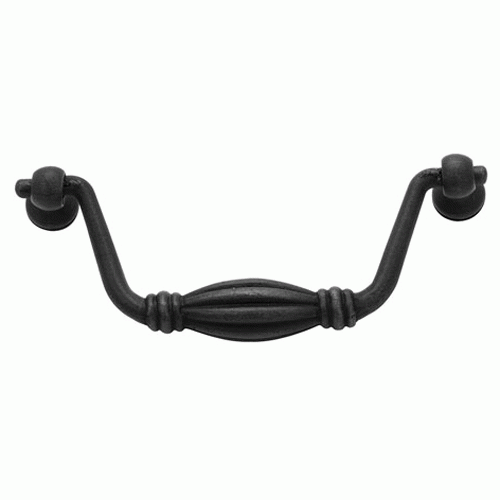 EMTEK 10 1/2 Inch (10 Inch c-c) Tuscany Bronze Fluted Bail Pull (Matte Black Finish)