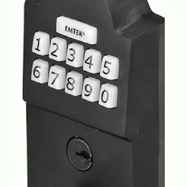 EMTEK Single Cylinder Cast Bronze Electronic Deadbolt (Flat Black Patina)