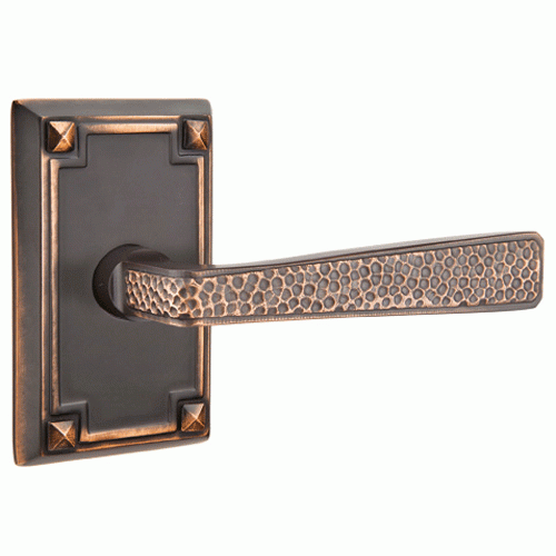 EMTEK Emtek Craftsman Style Hammered Lever With Rectangular Rosette