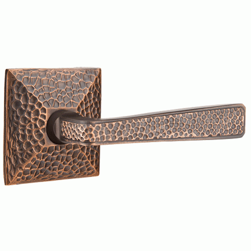 EMTEK Emtek Craftsman Mission Style Hammered Lever With Hammered Rosette