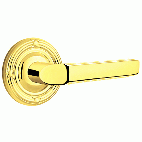 EMTEK Solid Brass Milano Lever With Ribbon & Reed Rosette