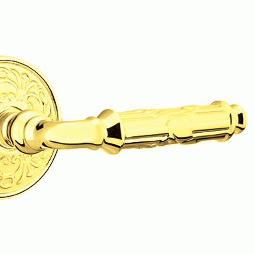 EMTEK Solid Brass Ribbon & Reed Lever With Lancaster Rosette