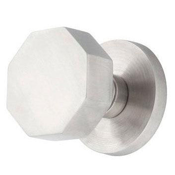 EMTEK Cast Stainless Steel Octagon Door Knob with Round Plate