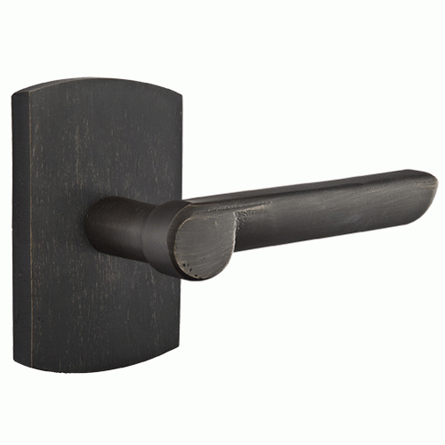 EMTEK Sandcast Aurora Lever With Rounded Rectangular Rosette