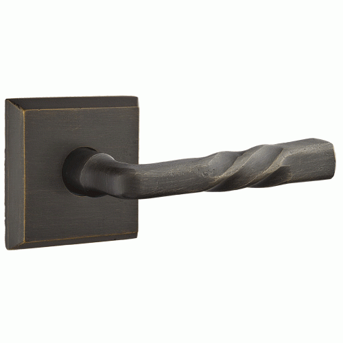 EMTEK Solid Brass Sandcast Montrose Lever With Square Rosette