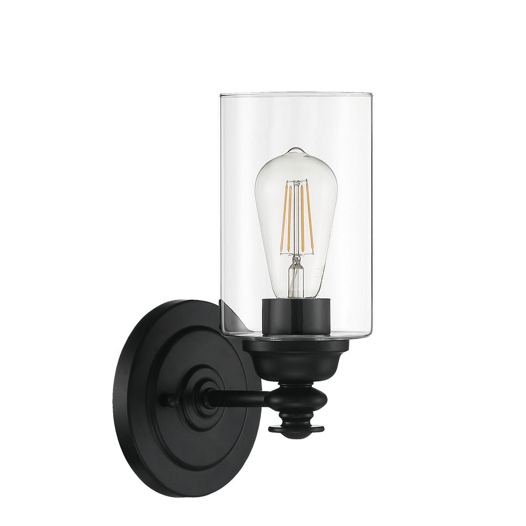 CRAFTMADE Dardyn 1 Light Wall Sconce in Flat Black (Clear Glass)