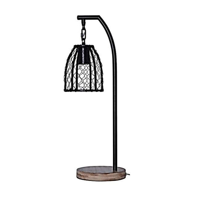 CRAFTMADE 1 Light Metal Base Table Lamp in Faux Wood/ Black