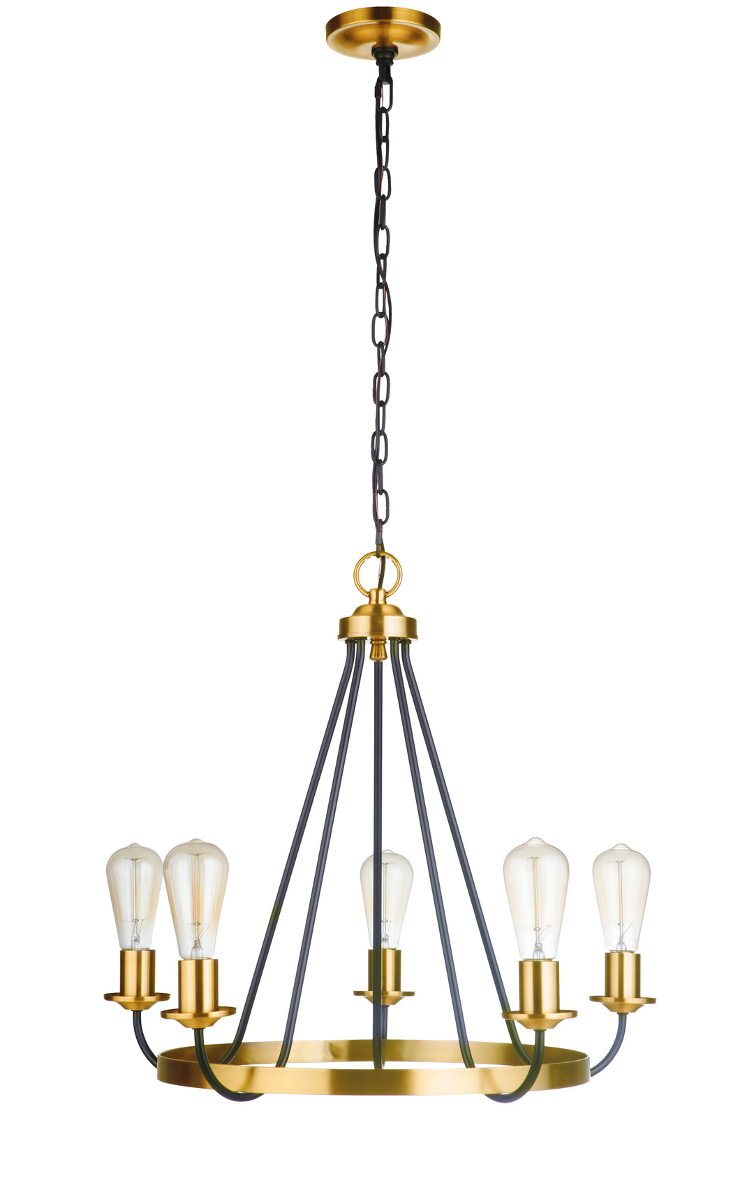 CRAFTMADE Randolph 5 Light Chandelier in Flat Black/Satin Brass