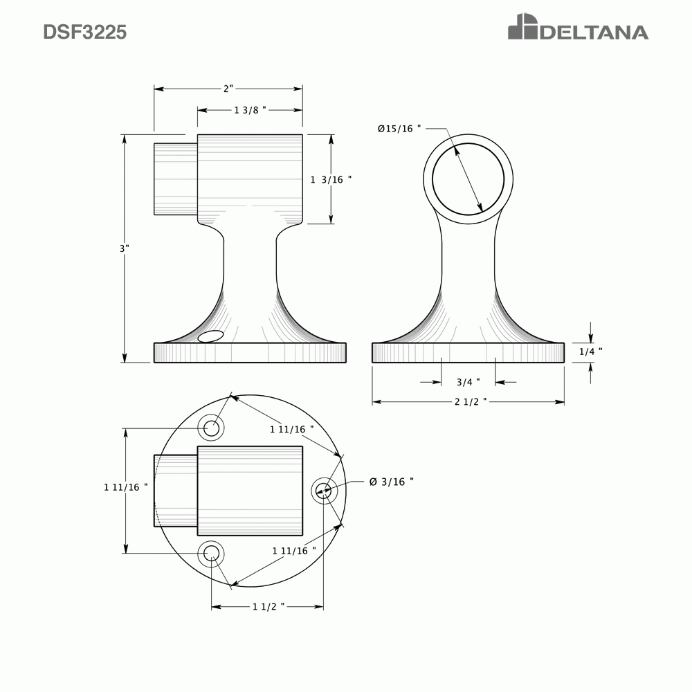 DELTANA Floor Mounted Bumper Door Stop (Brushed Nickel Finish)