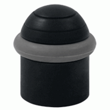 DELTANA Floor Mounted Bumper Door Stop With Dome Cap (Flat Black Finish)