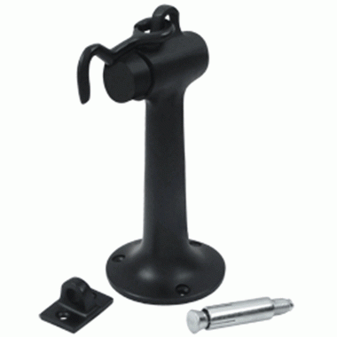 DELTANA Floor Mounted Bumper Door Stop With Hook & Eye (Flat Black Finish)