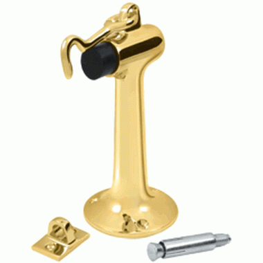 DELTANA Floor Mounted Bumper Door Stop With Hook & Eye (Polished Brass Finish)