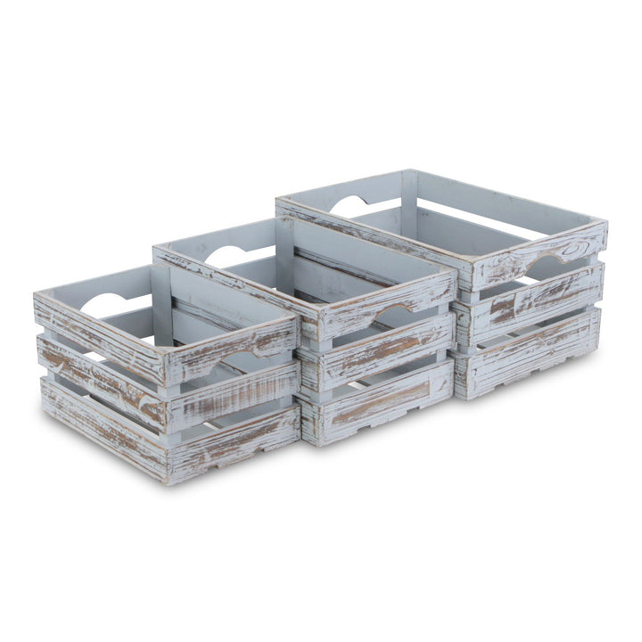 CHEUNGS Isolde Set of 3 Wooden Crates - Gray Wash