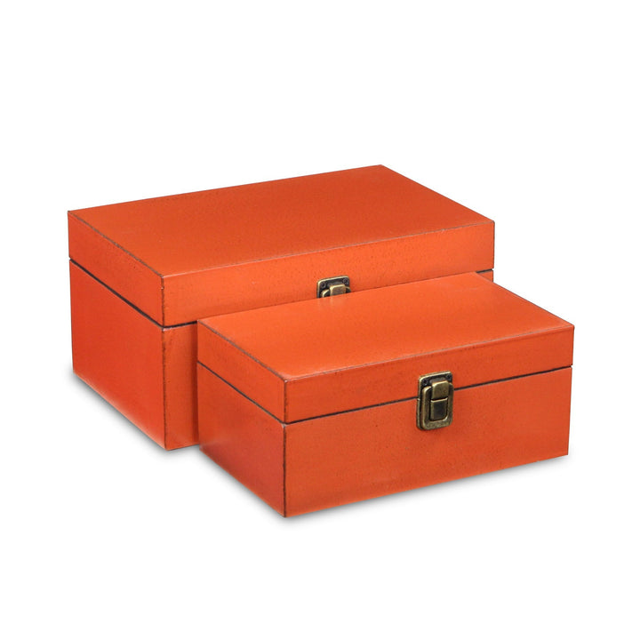 CHEUNGS Amadeo Set of 2 Wooden Latched Boxes - Orange