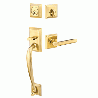 EMTEK Solid Brass Franklin Style Entryway Set (Polished Brass Finish)