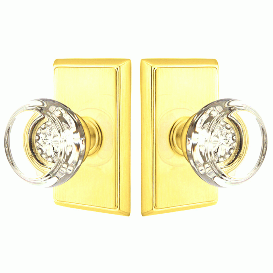 EMTEK Crystal Georgetown Door Knob Set With Rectangular Rosette