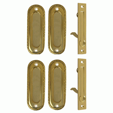 COPPER MOUNTAIN HARDWARE Georgian Oval Double Pocket Passage Style Door Set (Polished Brass)