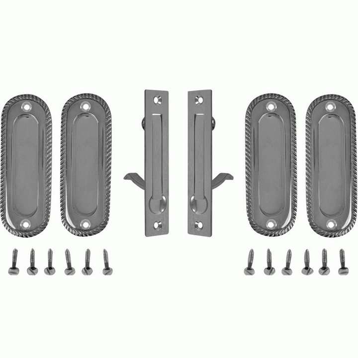 COPPER MOUNTAIN HARDWARE Georgian Oval Double Pocket Passage Style Door Set (Polished Chrome Finish)