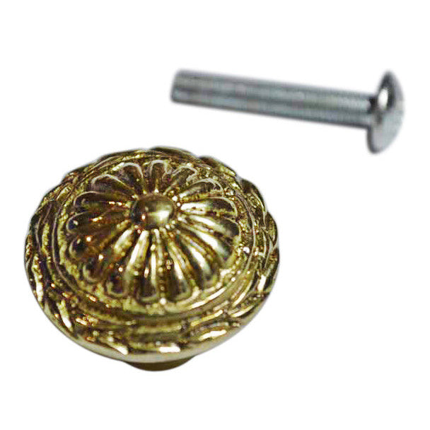 COPPER MOUNTAIN HARDWARE Georgian Rope Solid Brass Cabinet Knob (Polished Brass Finish)