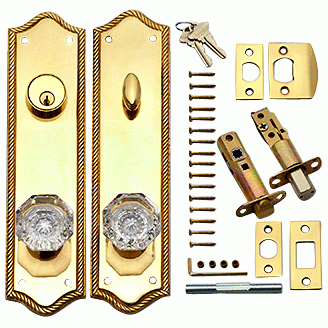 COPPER MOUNTAIN HARDWARE Georgian Roped Oval Deadbolt Entryway Set (Polished Brass Finish)