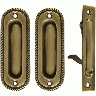 COPPER MOUNTAIN HARDWARE Georgian Single Pocket Passage Style Door Set (Antique Brass Finish)