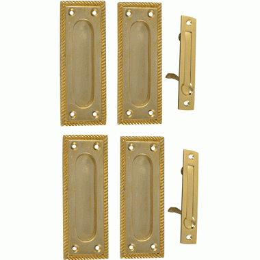 COPPER MOUNTAIN HARDWARE Georgian Square Double Pocket Passage Style Door Set (Polished Brass Finish)