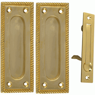 COPPER MOUNTAIN HARDWARE Georgian Square Single Pocket Passage Style Door Set (Polished Brass Finish)