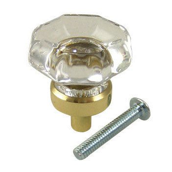 COPPER MOUNTAIN HARDWARE 1 Inch Crystal Octagon Old Town Cabinet Knob (Polished Brass Base)