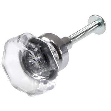 COPPER MOUNTAIN HARDWARE 1 Inch Crystal Octagon Old Town Cabinet Knob (Polished Chrome Base)