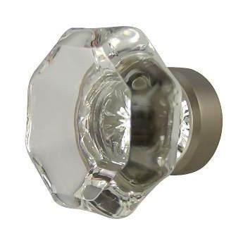 COPPER MOUNTAIN HARDWARE 1 3/8 Inch Crystal Octagon Old Town Cabinet Knob (Brushed Nickel Base)