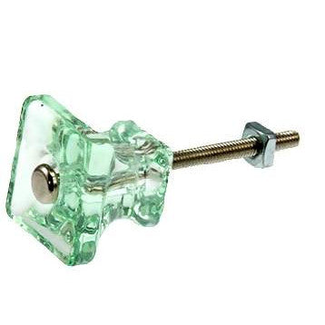 COPPER MOUNTAIN HARDWARE 1 1/4 Inch Square Depression Green Glass Knobs