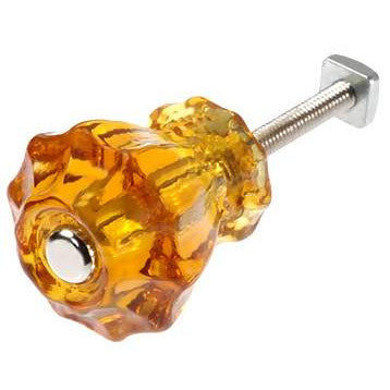 COPPER MOUNTAIN HARDWARE Astoria 1 1/4 Inch Honey Amber Decagon Teardrop Glass Knob