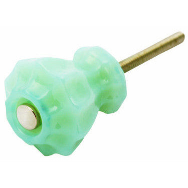 COPPER MOUNTAIN HARDWARE Astoria 1 1/4 Inch Jadeite Milk Green Glass 10-Sided Drawer Knobs