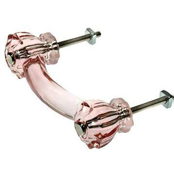 COPPER MOUNTAIN HARDWARE Astoria 4 1/4 Inch Overall (3 Inch c-c) Depression Pink Decagon Teardrop Shape Glass Pulls