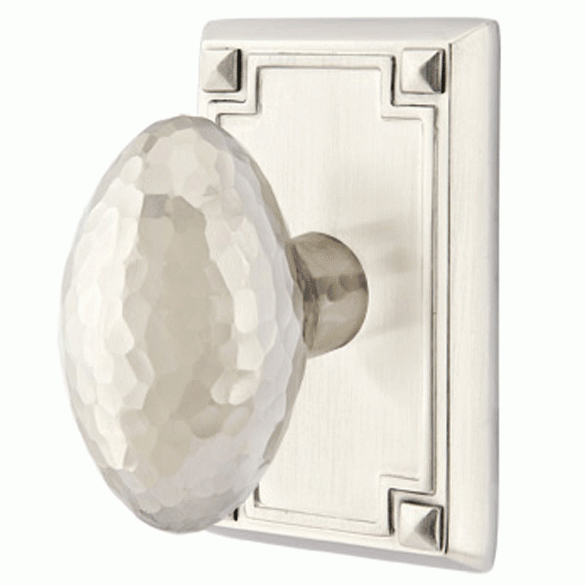 EMTEK Hammered Egg Knob With Rectangular Rosette (Several Finish Options)