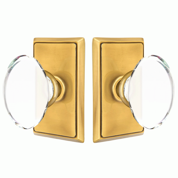 EMTEK Crystal Hampton Door Knob Set With Rectangular Rosette