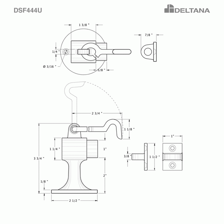 DELTANA Heavy Duty Cement Floor Mounted Bumper Door Stop (Brushed Nickel Finish)